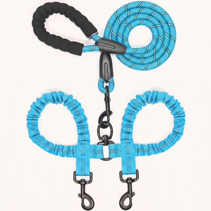 TWINLEAD Dubbele Hondenriem - Blauw