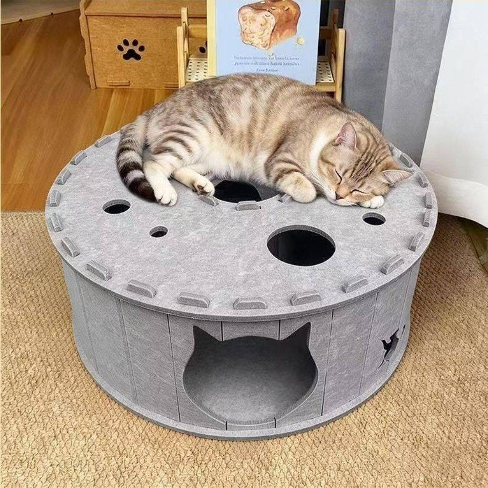 Kat slaapt bovenop de PurrCastle