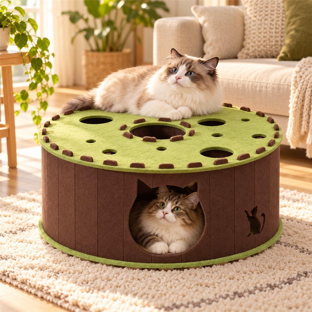 Kat ligt op en in de PurrCastle