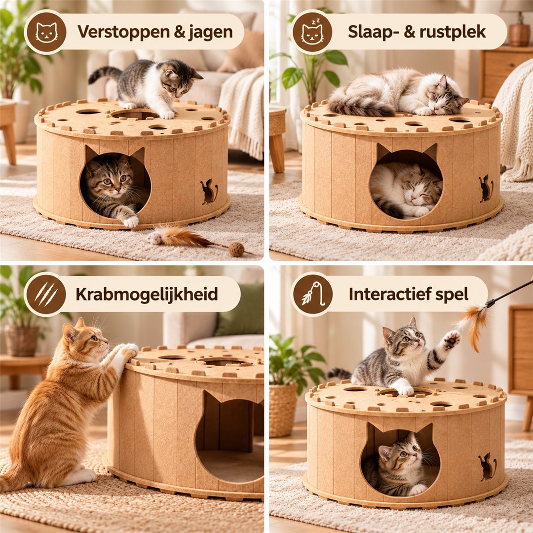 Verstoppen, rusten, krabben en spelen